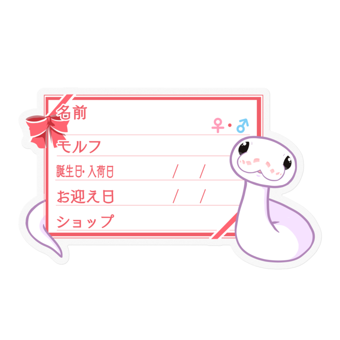【🐍お名前ステッカー】ボールパイソン(スーパーファイアミニ) ‐リボン/ピンク