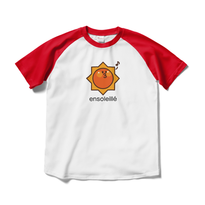 お日さまラグランTシャツ - M - ホワイト×レッド