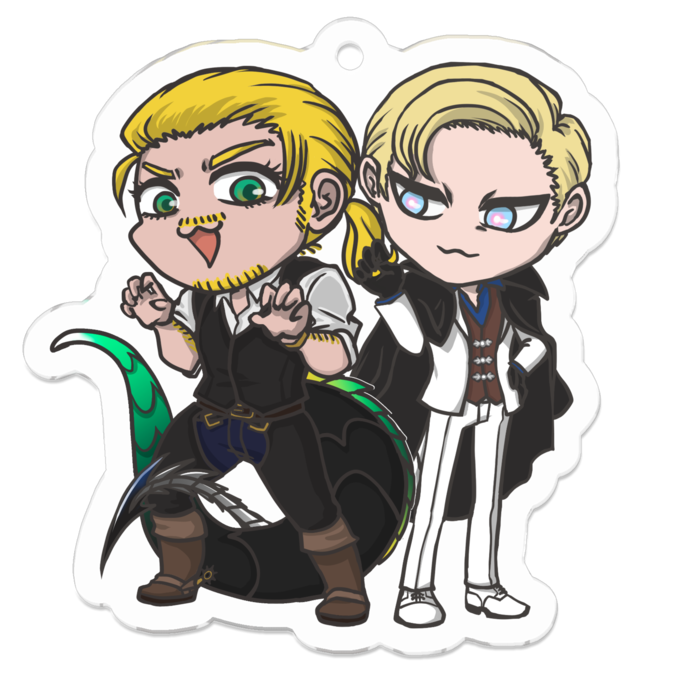 ニャンニキ&ボス 尻尾有白フチ アクキー - 50 x 50 (mm)