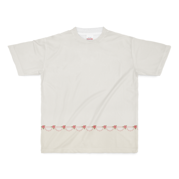フルグラフィックTシャツ　赤薔薇×ベージュ　M