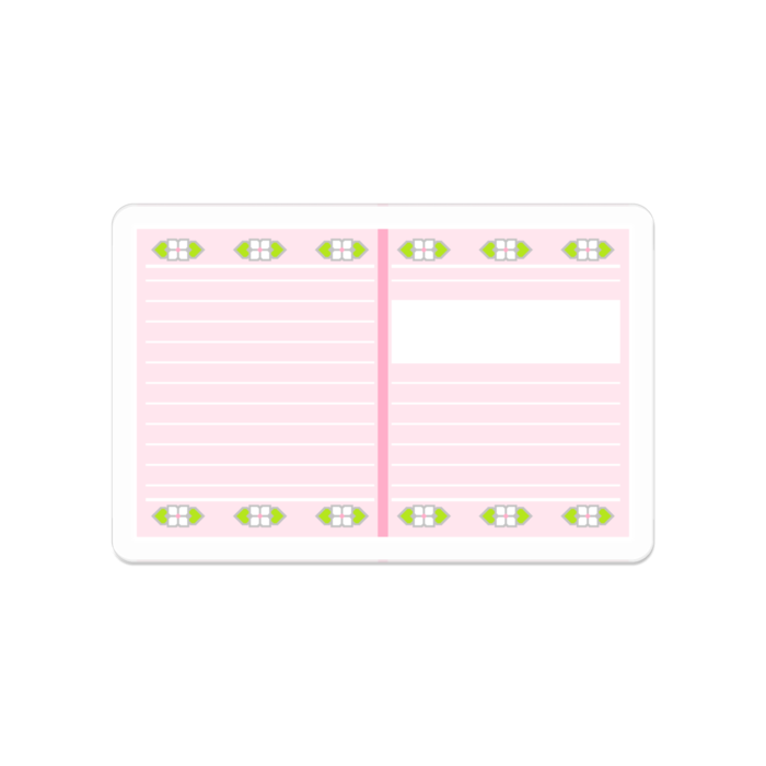 四枚花のノート表紙アクリルバッジ(ピンク系)