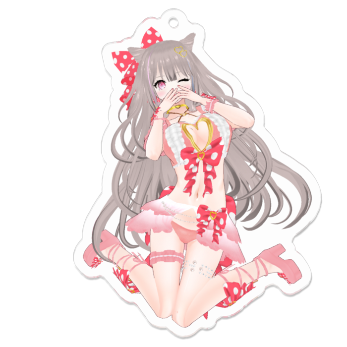 恥ずかしがり♡Pink ver.アクリルキーホルダー(通常版)(embarrassing♡Pink ver. keychain standard)- 70 x 70 (mm)