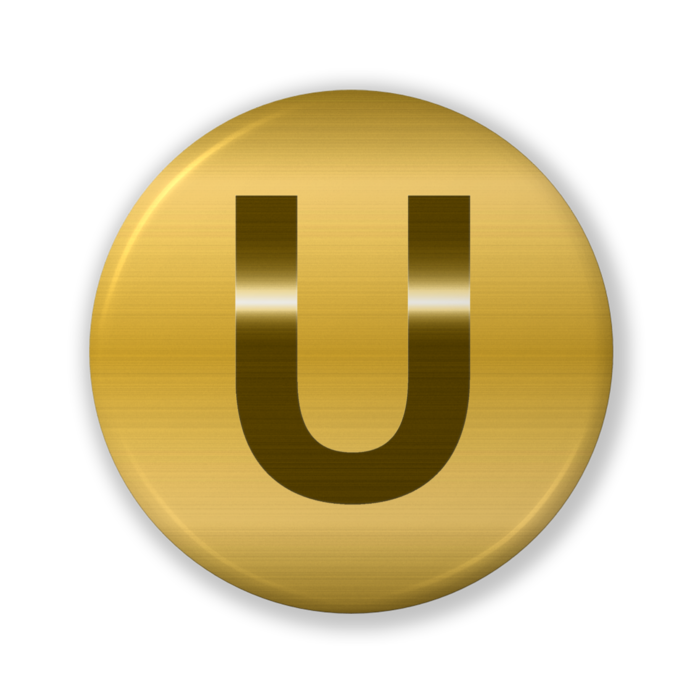 【U(ユー)】〈ゴールドグラフィック〉缶バッジ- 32mm