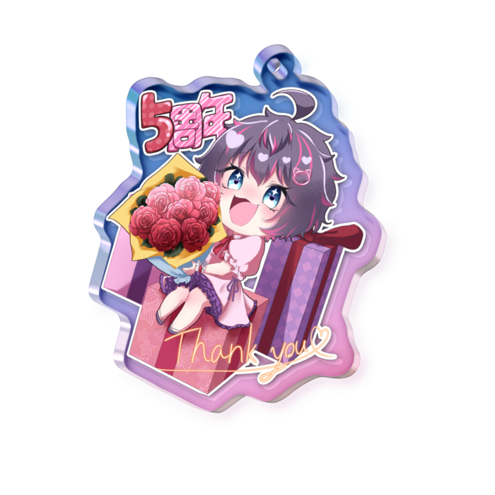 オーロラアクリルキーホルダー - 50 × 50mm