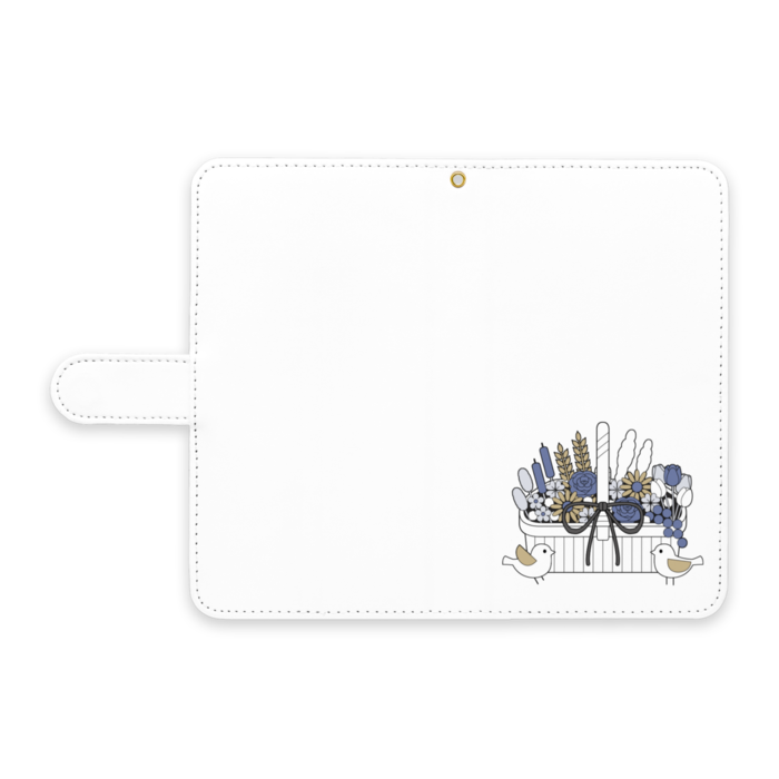 手帳型AndroidケースA　ストラップ穴あり　白色（ホワイト）　L（大）