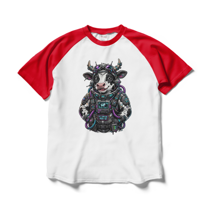 ラグランTシャツ - L - ホワイト×レッド
