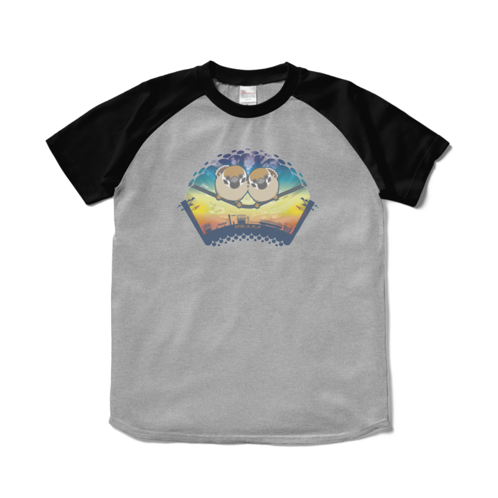 ラグランTシャツ - S - 杢グレー×ブラック