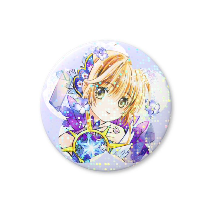 ホログラム缶バッジ - 44mm(青い桜)
