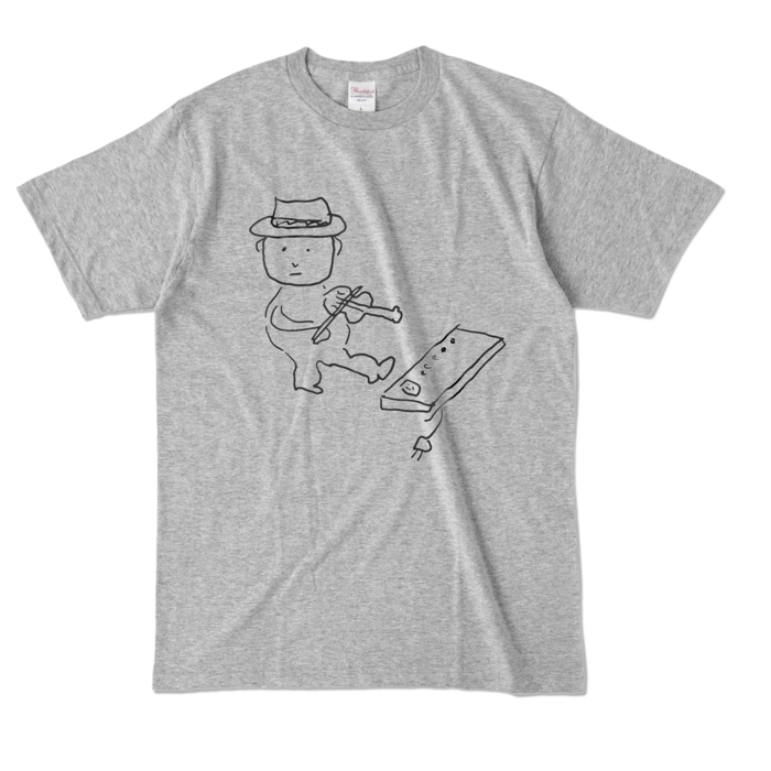 Tシャツ - L - 杢グレー (濃色)-キャラ大