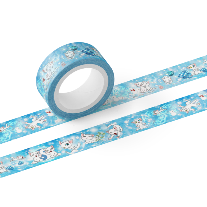 マスキングテープ15mmクリスタル猫-1-blue