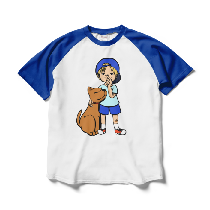 ラグランTシャツ - L - ホワイト×ロイヤルブルー