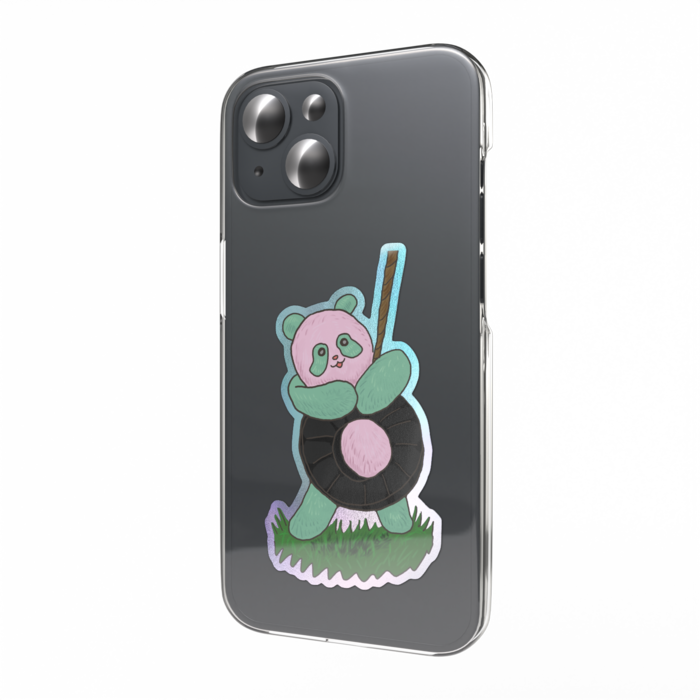 オーロラスマホステッカー - パンダ桃緑