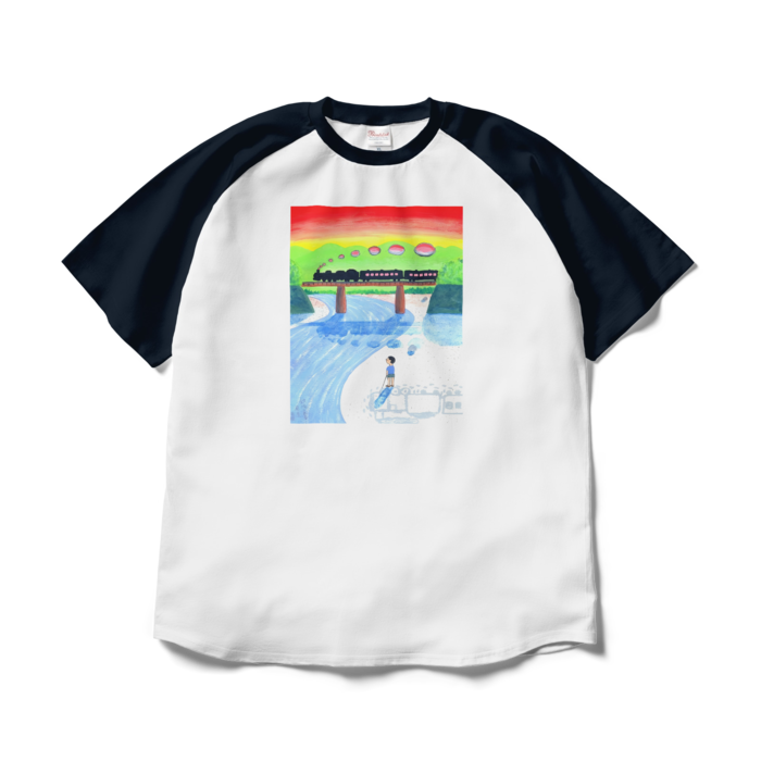 ラグランTシャツ - XL - ホワイト×ネイビー