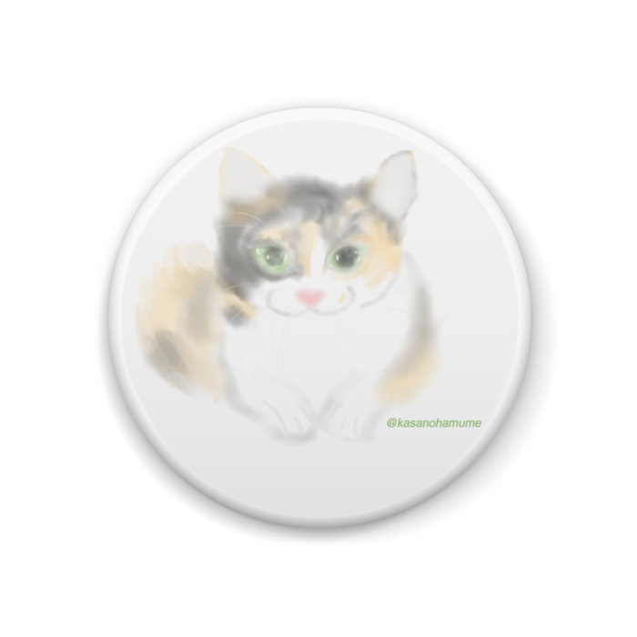 猫 缶バッチ 三毛猫 Kasanoha Ume Booth
