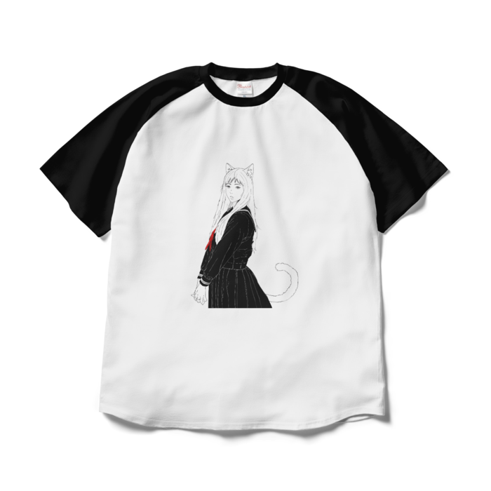 ラグランTシャツ - XL - ホワイト×ブラック