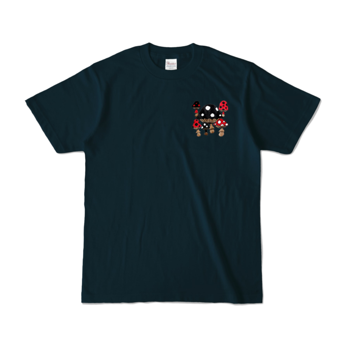 きのこカラーTシャツ - S - ネイビー (濃色)