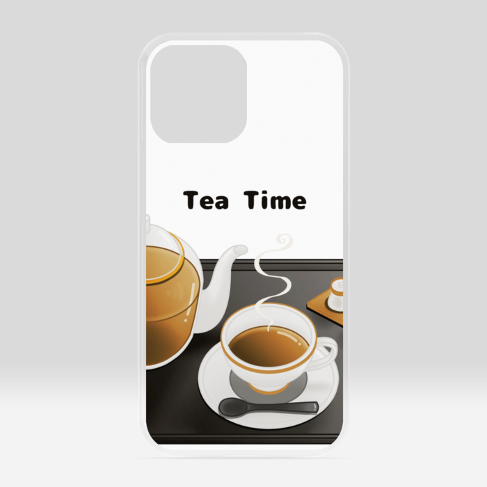 クリアiPhoneケース　紅茶×白背景　iPhone 13ProMax
