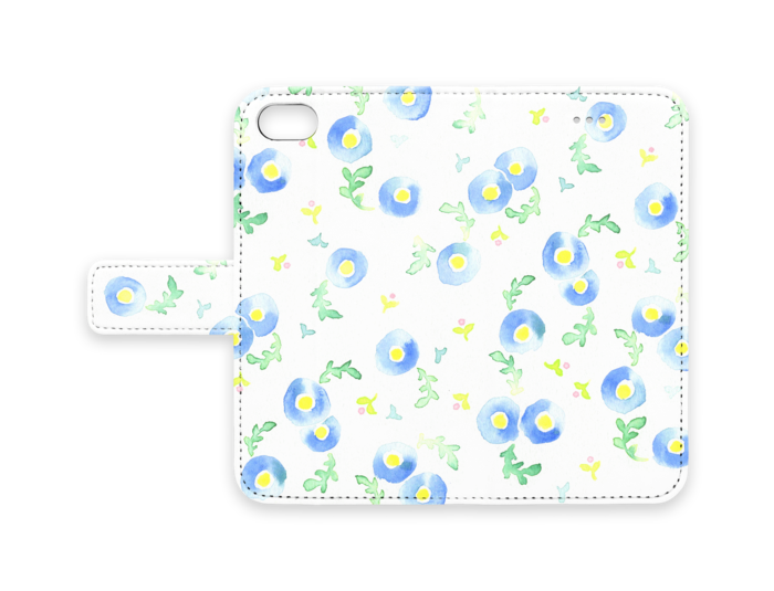 手帳型iPhoneケース 青花総柄- iPhone 8 / 7 - ストラップ穴 なし