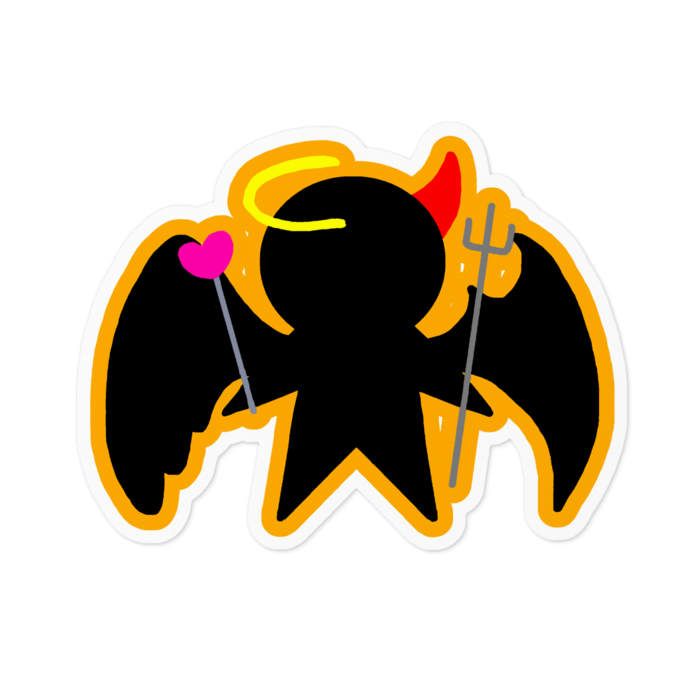 黒堕天使ちゃん橙ステッカー - 100 x 100 (mm)