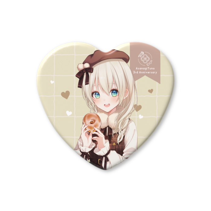 ハート缶バッジ - 57 × 52.5mm