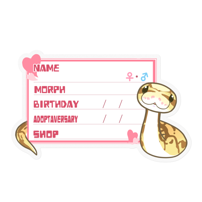 【🐍お名前ステッカー】ボールパイソン(クイーンビーミニ) ‐ ハート／ピンク(英語)