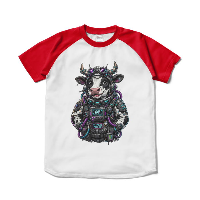 ラグランTシャツ - S - ホワイト×レッド