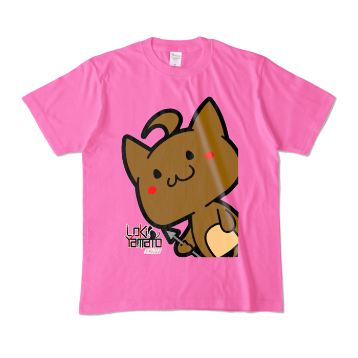 にゃぽもTシャツ - M - ピンク (濃色)
