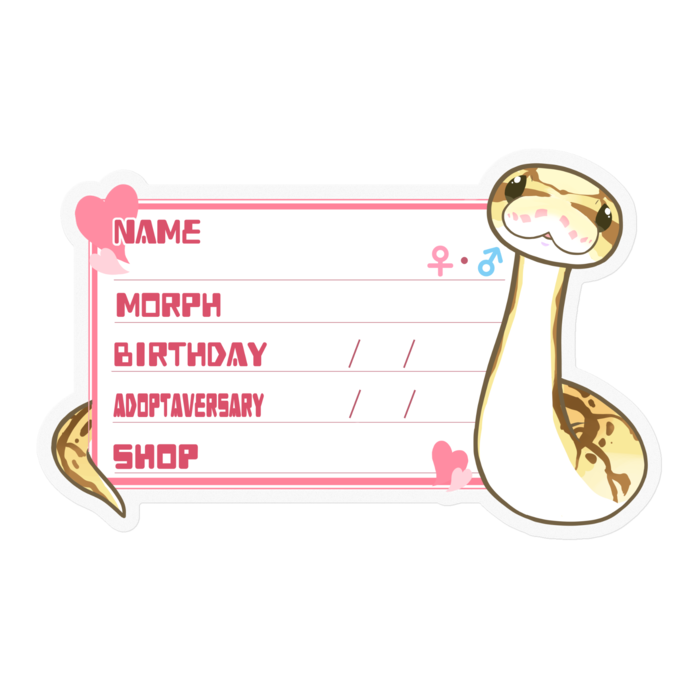 【🐍お名前ステッカー】ボールパイソン(クイーンビー) ‐ハート／ピンク(英語)