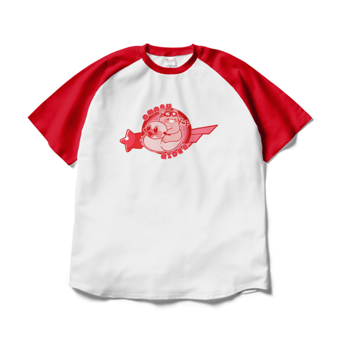 ラグランTシャツ - XL - ホワイト×レッド