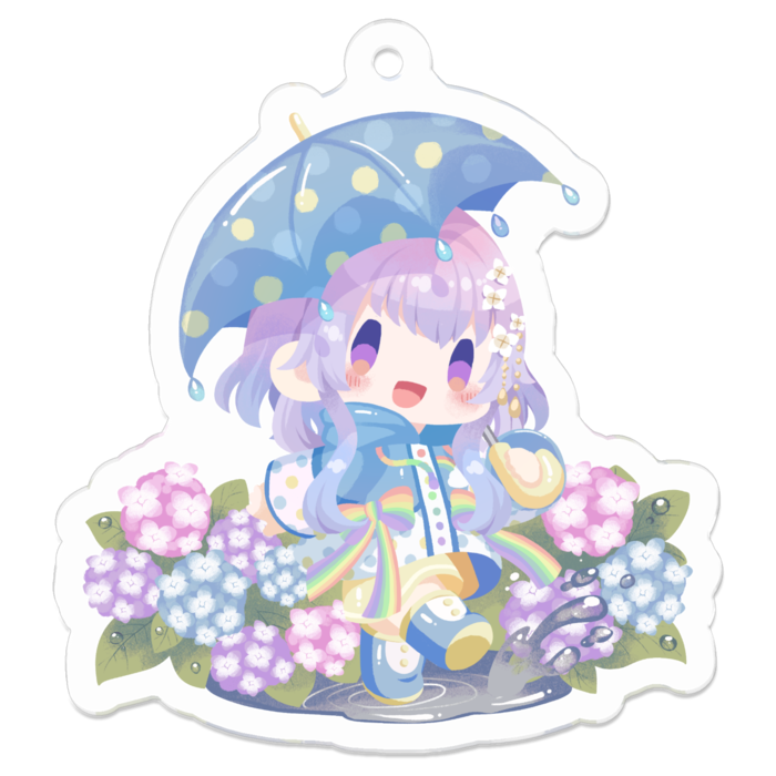 傘×紫陽花アクキー - 50 x 50 (mm)