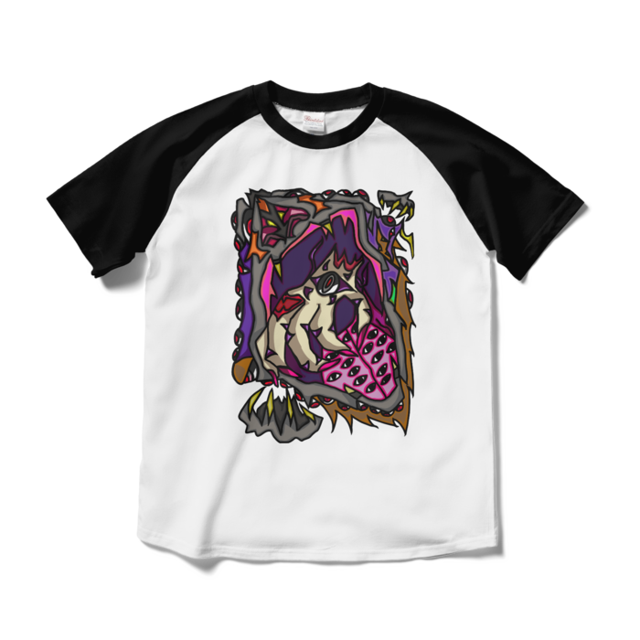 ラグランTシャツ - M - ホワイト×ブラック