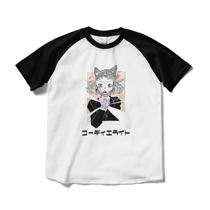 ラグランTシャツ - M - ホワイト×ブラック