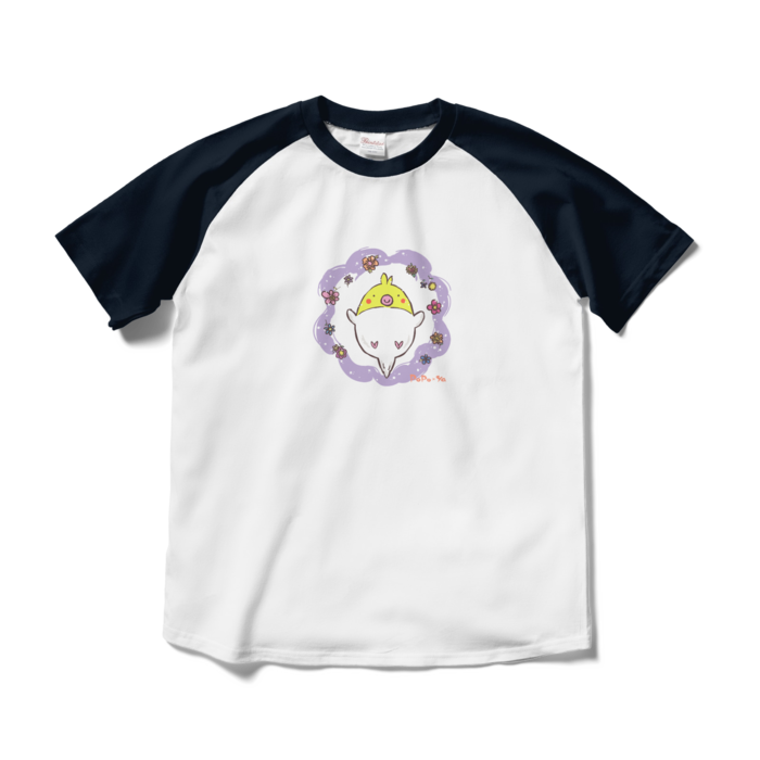 ラグランTシャツ - M - ホワイト×ネイビー(1)