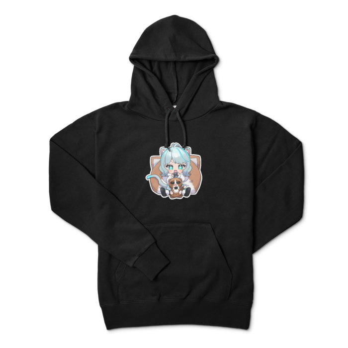 正面プリントパーカー - L - ブラック