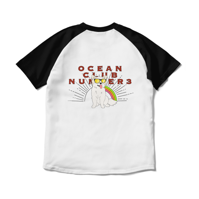 ラグランTシャツ - M - ホワイト×ブラック