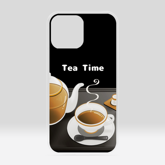 クリアiPhoneケース　紅茶×黒背景　iPhone 13ProMax