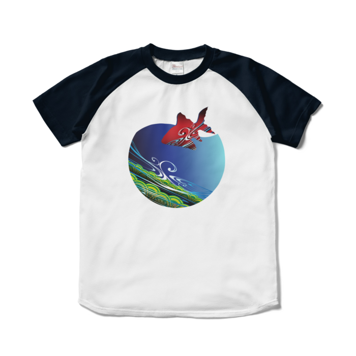 ラグランTシャツ - S - ホワイト×ネイビー