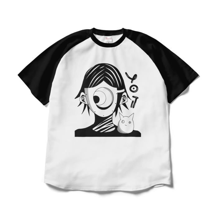ラグランTシャツ - XL - ホワイト×ブラック