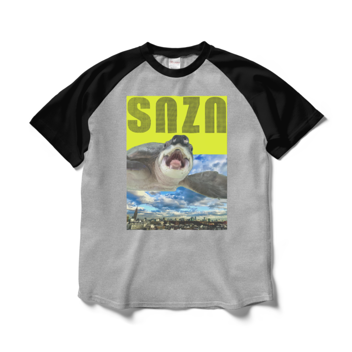 ラグランTシャツ - L - 杢グレー×ブラック
