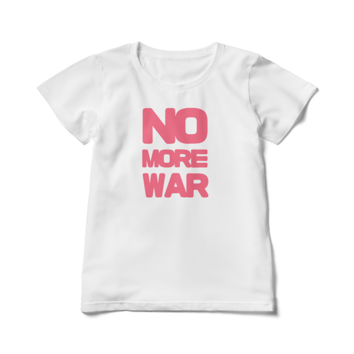 NO MORE WAR(ピンク)レディースTシャツ - L - 白(1)