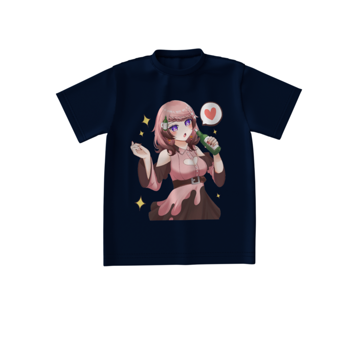 ネイビー　酔いどれTシャツ - S - 