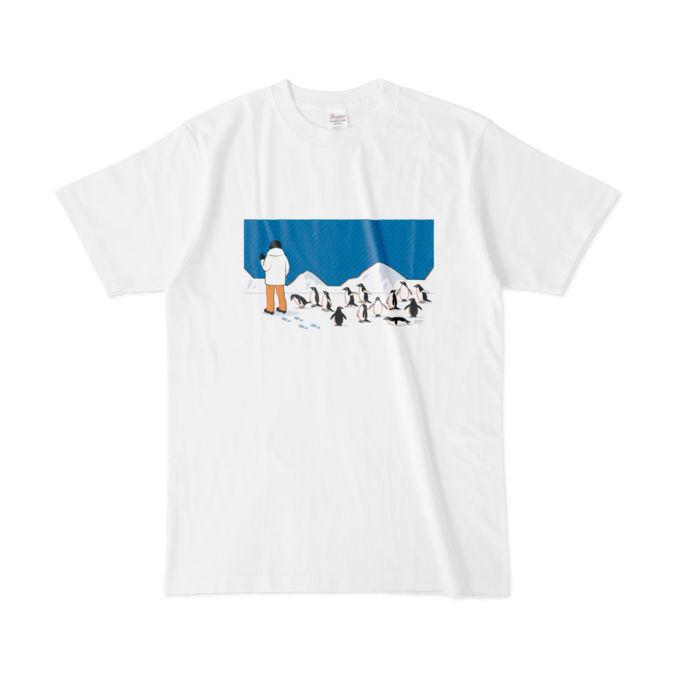 Tシャツ　青色（ブルー）×白色（ホワイト）　L