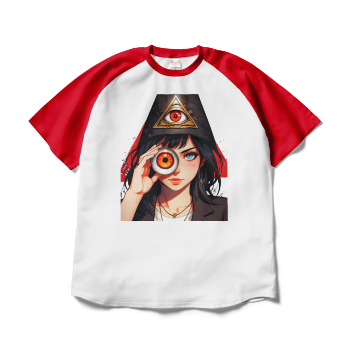 ラグランTシャツ - XL - ホワイト×レッド