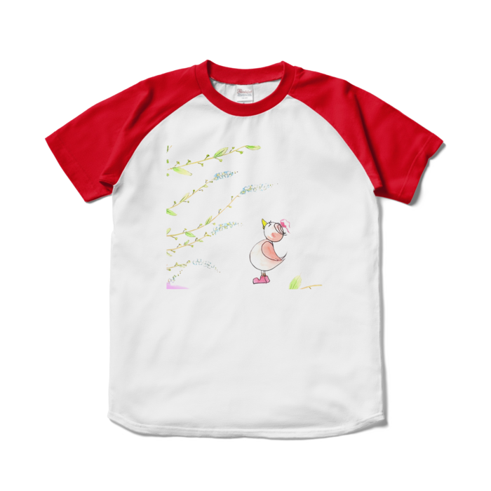 ラグランTシャツ - S - ホワイト×レッド