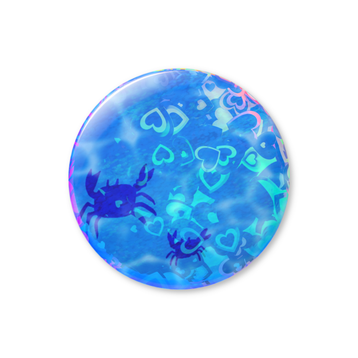 ホログラム缶バッジ 「カニ」- 32mm