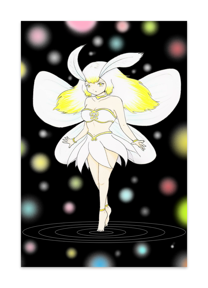 白い蛾の妖精ファレーナ ポストカード Asashikuraki Booth
