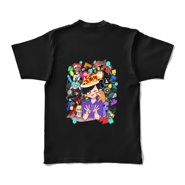 カラーTシャツ - XL - ブラック (濃色)(裏プリント)