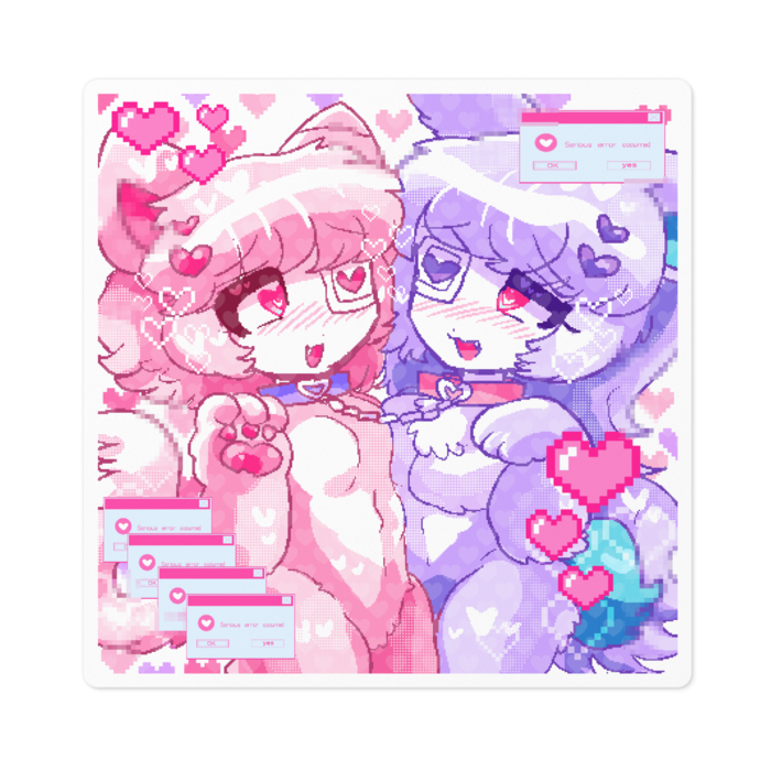 エクマカ ピクセルハート目 ステッカー 100 x 100 (mm) 