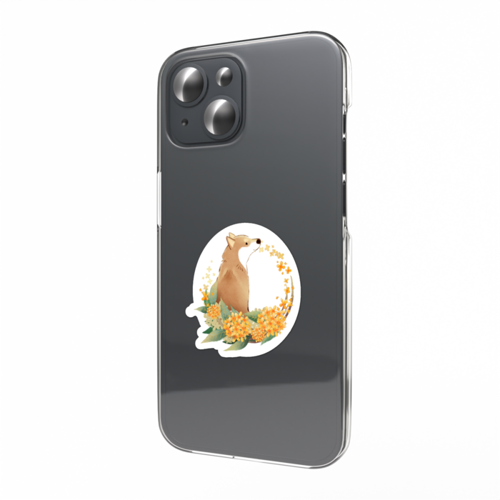 柴犬さんと花便りｽﾏﾎｽﾃｯｶｰ -金木犀・神無月(10月)-