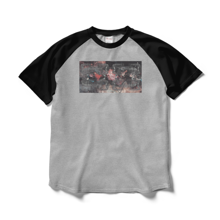 ラグランTシャツ - L - 杢グレー×ブラック